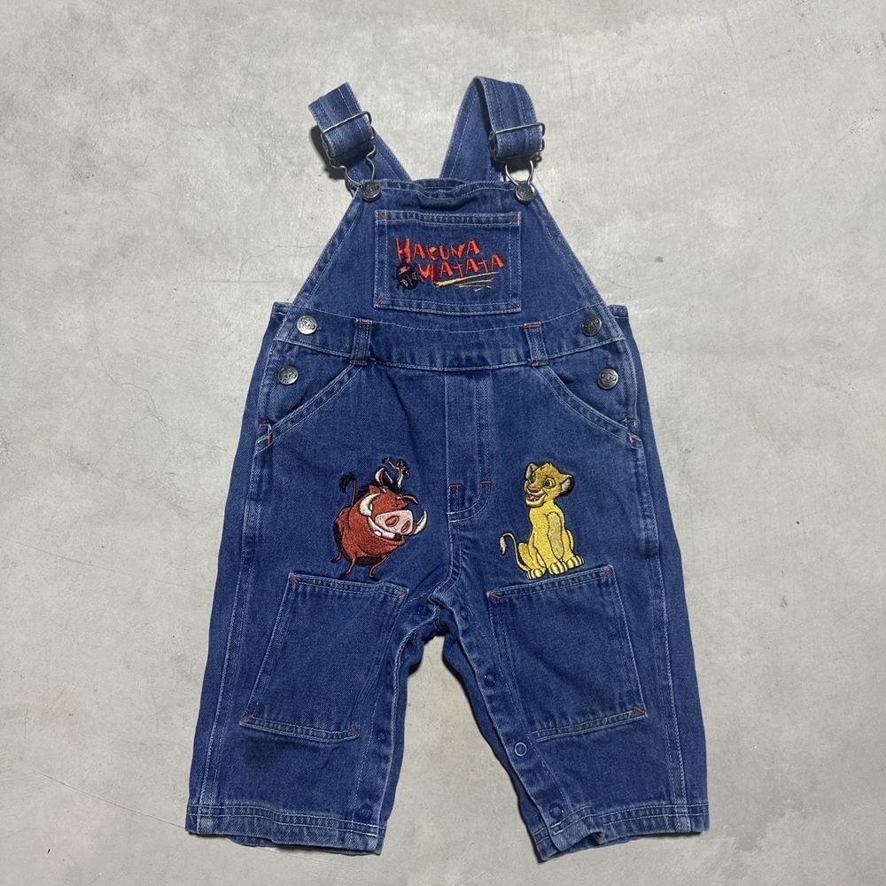 Vintage Simba Lion King Overalls SZ 12 Months Toddler Baby Disney Y2K 1990s